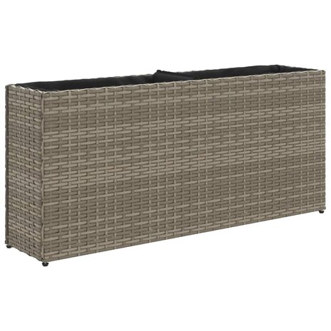 Plantenbakken met 2 potten 2 st 90x20x40 cm poly rattan grijs 5