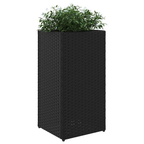 Plantenbakken 2 st 30x30x60 cm poly rattan zwart 4