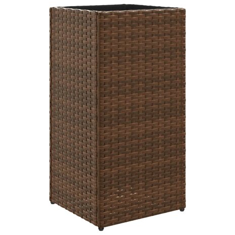 Plantenbakken 2 st 30x30x60 cm poly rattan bruin 5