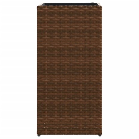 Plantenbakken 2 st 30x30x60 cm poly rattan bruin 6