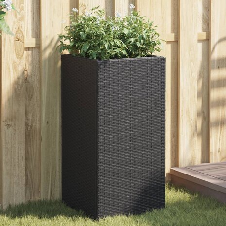 Plantenbakken 2 st 40x40x80 cm poly rattan zwart 1