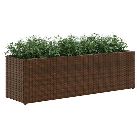 Plantenbakken met 3 potten 2 st 105x30x32 cm poly rattan bruin 4