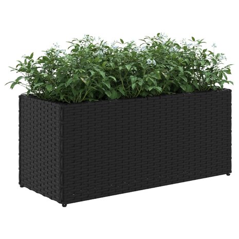 Plantenbakken met 2 potten 2 st 72x30x32 cm poly rattan zwart 4