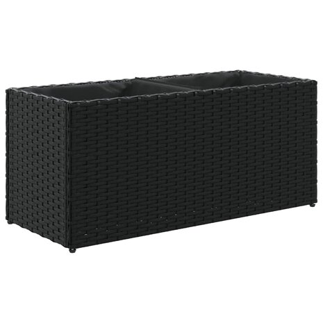 Plantenbakken met 2 potten 2 st 72x30x32 cm poly rattan zwart 5