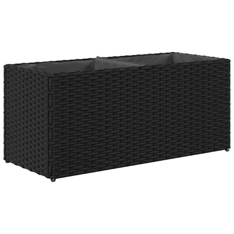 Plantenbakken met 2 potten 2 st 72x30x32 cm poly rattan zwart 8