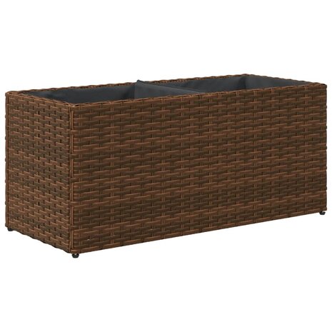 Plantenbakken met 2 potten 2 st 72x30x32 cm poly rattan bruin 8