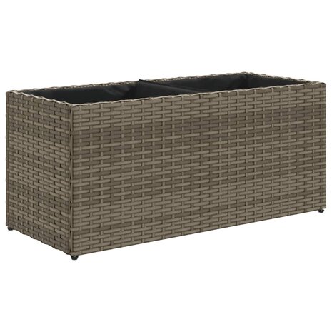 Plantenbakken met 2 potten 2 st 72x30x32 cm poly rattan grijs 5