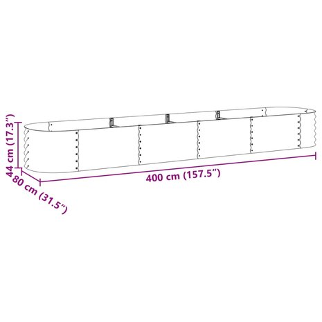 Plantenbak verhoogd 400x80x44 cm gegalvaniseerd staal zilver 8