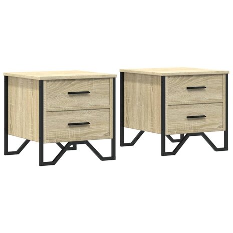 Nachtkastjes 2 st 40x41x40 cm bewerkt hout sonoma eikenkleurig 2