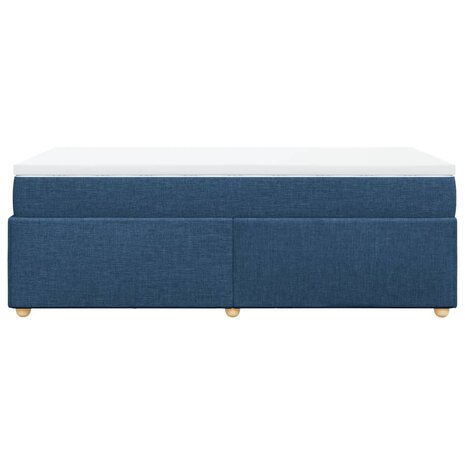 Boxspring met matras stof blauw 90x200 cm 8