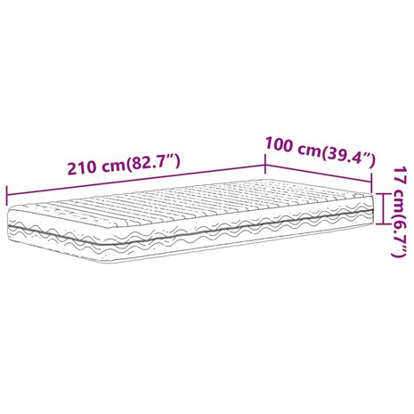 Schuimmatras hardheid H2 H3 100x210 cm wit 9