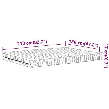 Schuimmatras hardheid H2 H3 120x210 cm wit 9