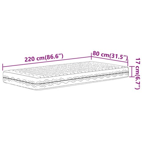 Schuimmatras hardheid H2 H3 80x220 cm wit 9