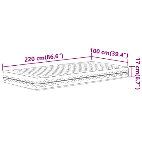 Schuimmatras hardheid H2 H3 100x220 cm wit 9