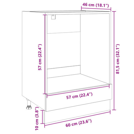 Ovenkast 60x46x81,5 cm spaanplaat sonoma eikenkleurig 12