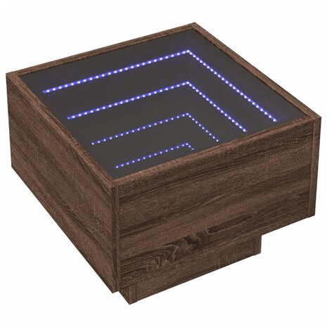 Bijzettafel met LED 40x40x30 cm bewerkt hout bruin eikenkleur 3