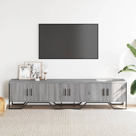 Tv-meubel 180x34x41 cm bewerkt hout grijs sonoma eikenkleurig 3