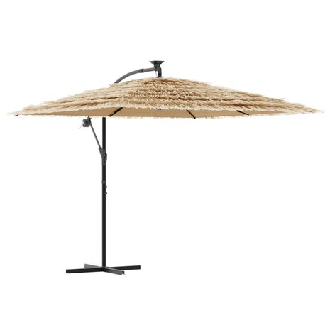 Parasol met LED&apos;s en stalen paal 269x269x235 cm bruin 2