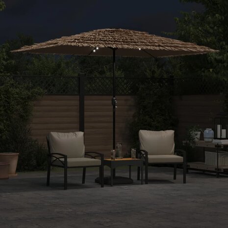 Parasol met LED&apos;s en stalen paal 300x200x250 cm bruin 3