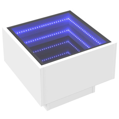 Nachtkastje met Infinity LED 40x40x30 cm wit 3