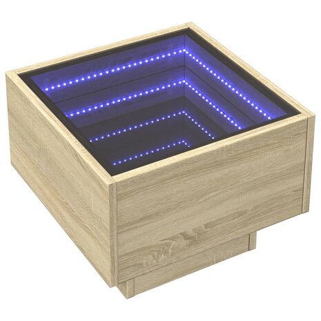 Nachtkastje met Infinity LED 40x40x30 cm sonoma eikenkleurig 3