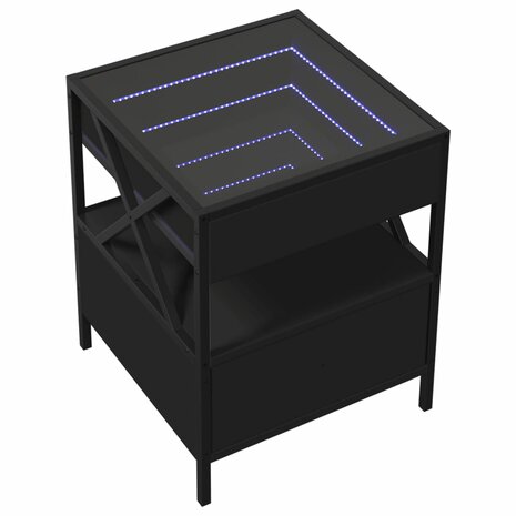 Nachtkastje met Infinity LED 40x40x51 cm zwart 3