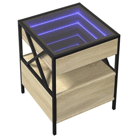 Nachtkastje met Infinity LED 40x40x51 cm sonoma eikenkleurig 3