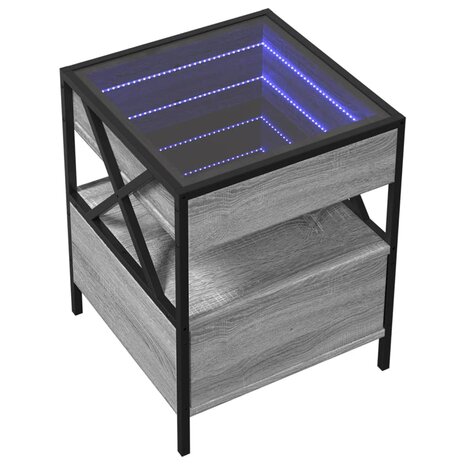 Nachtkastje met Infinity LED 40x40x51 cm grijs sonoma eiken 3