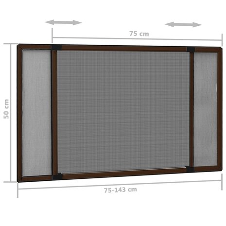 Raamhor uitschuifbaar (75-143)x50 cm bruin 11