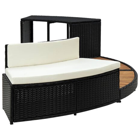 Spa-ombouw poly rattan en massief acaciahout zwart 4