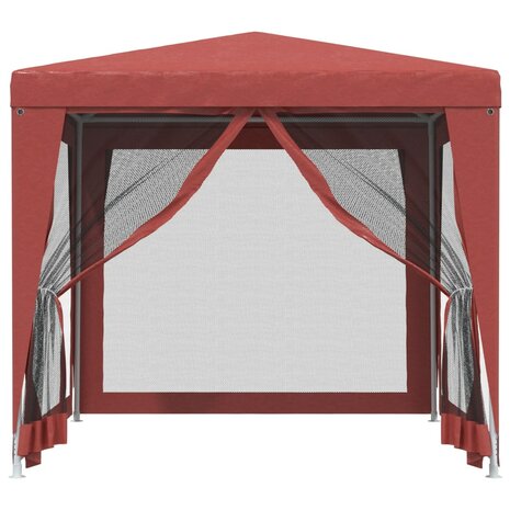 Partytent met 4 mesh zijwanden 2,5x2,5 m HDPE rood 3