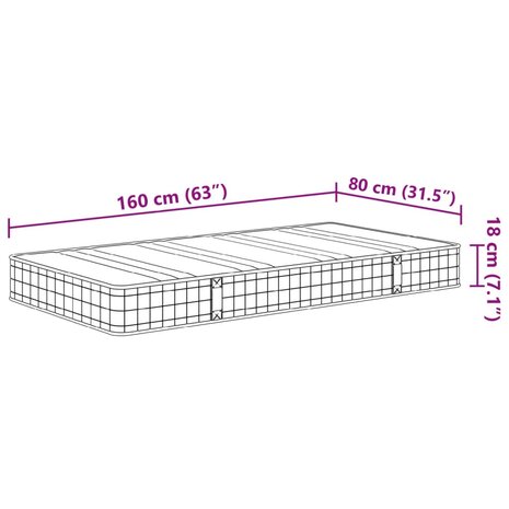 Binnenveringsmatras voor kinderen middelhard 80x160 cm 9