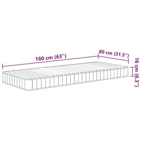 Schuimmatras voor kinderen middelzacht 80x160 cm 9