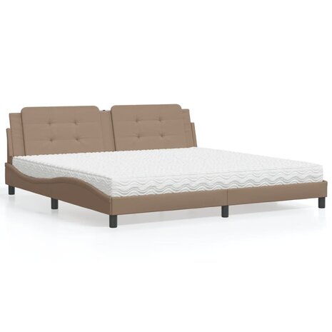 Bed met matras kunstleer cappuccinokleurig 200x200 cm 1