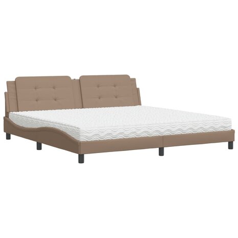 Bed met matras kunstleer cappuccinokleurig 200x200 cm 2