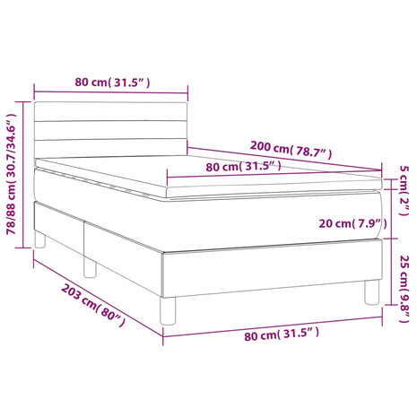 Boxspring met matras stof zwart 80x200 cm 7