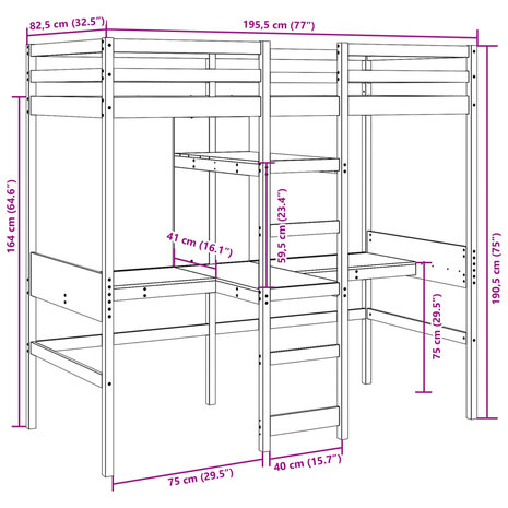 Hoogslaper zonder matras massief grenenhout 75x190 cm 10