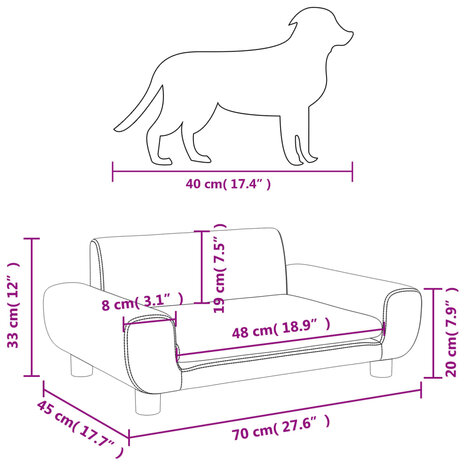 Hondenmand 70x45x33 cm fluweel crèmekleurig 7