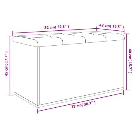 Opbergbankje 82x42x45 cm bewerkt hout grijs sonoma eikenkleurig 10