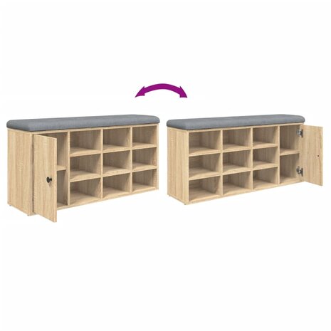 Schoenenbank 102x32x50 cm bewerkt hout sonoma eikenkleurig 9