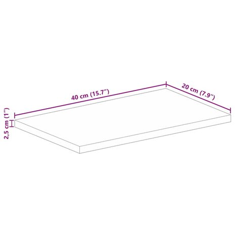 Tafelblad rechthoekig 40x20x2,5 cm massief ruw mangohout 9