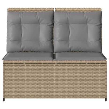 Tuinbankje verstelbaar met kussens poly rattan beige 4