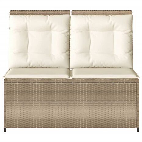 Tuinbankje verstelbaar met kussens poly rattan beige 4