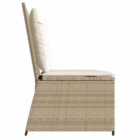 Tuinbankje verstelbaar met kussens poly rattan beige 5