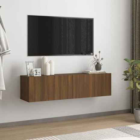 Tv-wandmeubel 120x30x30 cm bewerkt hout bruin eikenkleur 1