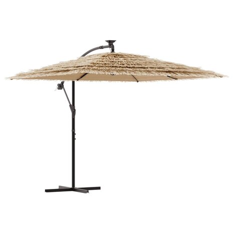 Parasol met LED&apos;s en stalen paal 246x246x230 cm bruin 2