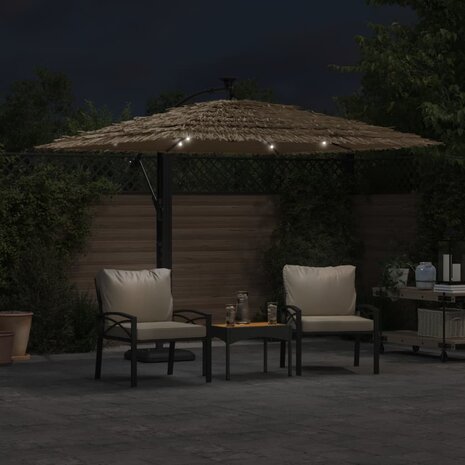 Parasol met LED&apos;s en stalen paal 246x246x230 cm bruin 3