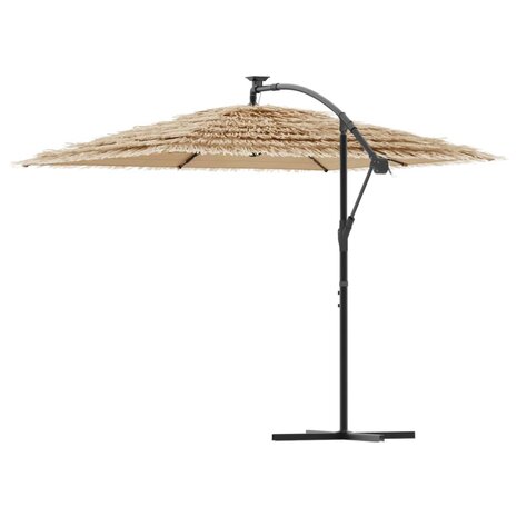 Parasol met LED&apos;s en stalen paal 246x246x230 cm bruin 6