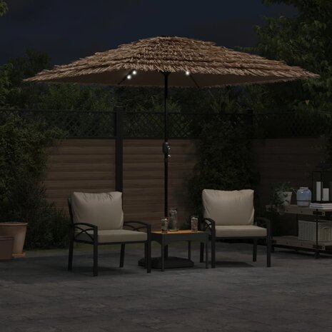 Parasol met LED&apos;s en stalen paal 248x248x248 cm bruin 3