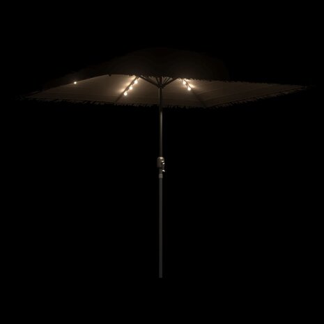 Parasol met LED&apos;s en stalen paal 248x248x248 cm bruin 8